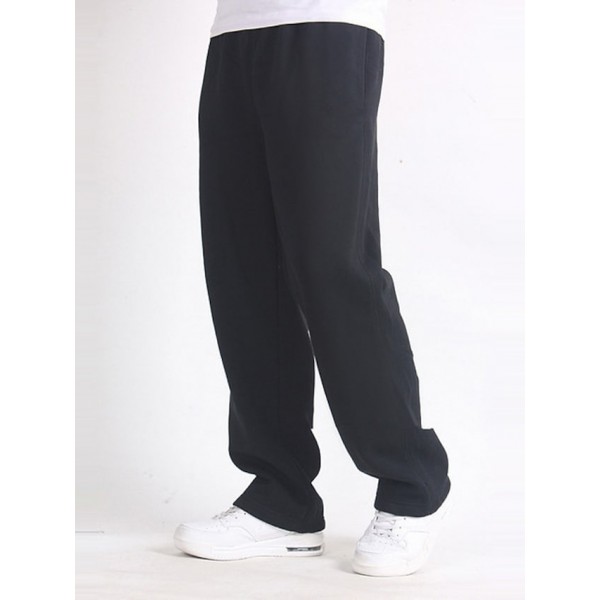 Men's Sweatpants Drawstring Solid Color Plain Outdoor Sports Full Length Pants Daily Leisure Sports Cotton Blend Casual / Sporty Athleisure Black Light Grey Micro-elastic / Plus Size