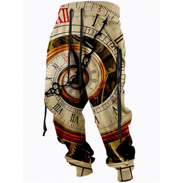 Men's Sweatpants Joggers Trousers Drawstring Elastic Waist 3D Print Graphic Prints Comfort Breathable Pants Sports Outdoor Casual Cotton Blend Streetwear Designer Khaki Micro-elastic / Elasticity
