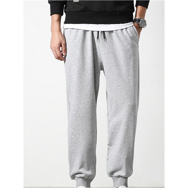 Men's Sweatpants Joggers Trousers Drawstring Elastic Waist Solid Color Comfort Breathable Pants Casual Daily Sports Fashion Black Gray Micro-elastic / Elasticity