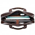 Premium Brown Leather Briefcase - Elegant Business Laptop Bag with Multiple Pockets, Durable for Professional Use and Travel