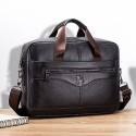 Premium Brown Leather Briefcase - Elegant Business Laptop Bag with Multiple Pockets, Durable for Professional Use and Travel