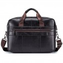 Premium Brown Leather Briefcase - Elegant Business Laptop Bag with Multiple Pockets, Durable for Professional Use and Travel