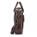 Premium Brown Leather Briefcase - Elegant Business Laptop Bag with Multiple Pockets, Durable for Professional Use and Travel