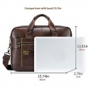 Premium Brown Leather Briefcase - Elegant Business Laptop Bag with Multiple Pockets, Durable for Professional Use and Travel