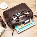 Premium Brown Leather Briefcase - Elegant Business Laptop Bag with Multiple Pockets, Durable for Professional Use and Travel