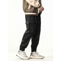 Men's Trousers Cargo Pants Zipper Drawstring Ribbon Solid Color Color Block Comfort Breathable Full Length Pants Casual Daily Chic & Modern Casual / Sporty Black Yellow Micro-elastic
