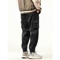 Men's Trousers Cargo Pants Zipper Drawstring Ribbon Solid Color Color Block Comfort Breathable Full Length Pants Casual Daily Chic & Modern Casual / Sporty Black Yellow Micro-elastic