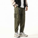 Men's Trousers Cargo Pants Zipper Drawstring Ribbon Solid Color Color Block Comfort Breathable Full Length Pants Casual Daily Chic & Modern Casual / Sporty Black Yellow Micro-elastic