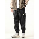 Men's Trousers Cargo Pants Zipper Drawstring Ribbon Solid Color Color Block Comfort Breathable Full Length Pants Casual Daily Chic & Modern Casual / Sporty Black Yellow Micro-elastic
