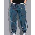 Men's Joggers Tactical Cargo Trousers Multiple Pockets Elastic Drawstring Design Solid Color Breathable Soft Pants Casual Daily Fashion Streetwear Black Blue / Elasticity