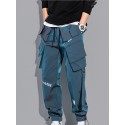 Men's Joggers Tactical Cargo Trousers Multiple Pockets Elastic Drawstring Design Solid Color Breathable Soft Pants Casual Daily Fashion Streetwear Black Blue / Elasticity