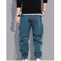 Men's Joggers Tactical Cargo Trousers Multiple Pockets Elastic Drawstring Design Solid Color Breathable Soft Pants Casual Daily Fashion Streetwear Black Blue / Elasticity