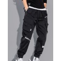 Men's Joggers Tactical Cargo Trousers Multiple Pockets Elastic Drawstring Design Solid Color Breathable Soft Pants Casual Daily Fashion Streetwear Black Blue / Elasticity