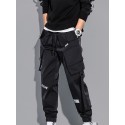 Men's Joggers Tactical Cargo Trousers Multiple Pockets Elastic Drawstring Design Solid Color Breathable Soft Pants Casual Daily Fashion Streetwear Black Blue / Elasticity