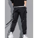 Men's Joggers Tactical Cargo Trousers Multiple Pockets Elastic Drawstring Design Solid Color Breathable Soft Pants Casual Daily Fashion Streetwear Black Blue / Elasticity