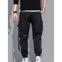 Men's Joggers Tactical Cargo Trousers Multiple Pockets Elastic Drawstring Design Solid Color Breathable Soft Pants Casual Daily Fashion Streetwear Black Blue / Elasticity