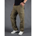 Men's Straight Tactical Cargo Trousers Pocket Multiple Pockets Solid Color Comfort Breathable Full Length Pants Casual Basic Cargo Gray Green Grass Green Inelastic