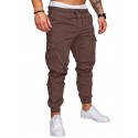 Men's Casual Streetwear Jogger Tactical Cargo Trousers Drawstring Full Length Pants Micro-elastic Solid Colored Cotton Blend Breathable Loose White Black Blue Wine Army Green S M L XL XXL