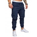 Men's Casual Streetwear Jogger Tactical Cargo Trousers Drawstring Full Length Pants Micro-elastic Solid Colored Cotton Blend Breathable Loose White Black Blue Wine Army Green S M L XL XXL