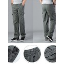 Men's Straight Cargo Pants Trousers Elastic Waist Front Zipper Multi Pocket Breathable Soft Pants Causal Daily Wear Cotton Streetwear WorkWear Deep Army Green Black
