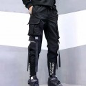 Men's Joggers Tactical Cargo Trousers Pocket Classic Multiple Pockets Solid Color Letter Comfort Outdoor Full Length Pants Casual Daily Streetwear Stylish Loose Fit Black Micro-elastic / Drawstring
