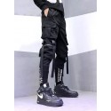 Men's Joggers Tactical Cargo Trousers Pocket Classic Multiple Pockets Solid Color Letter Comfort Outdoor Full Length Pants Casual Daily Streetwear Stylish Loose Fit Black Micro-elastic / Drawstring