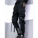 Men's Joggers Tactical Cargo Trousers Pocket Classic Multiple Pockets Solid Color Letter Comfort Outdoor Full Length Pants Casual Daily Streetwear Stylish Loose Fit Black Micro-elastic / Drawstring
