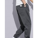 Men's Joggers Sweatpants Trousers Pocket Drawstring Multiple Pockets Solid Color Breathable Outdoor Full Length Pants Casual Daily Stylish Casual Black Light gray Micro-elastic