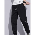 Men's Joggers Sweatpants Trousers Pocket Drawstring Multiple Pockets Solid Color Breathable Outdoor Full Length Pants Casual Daily Stylish Casual Black Light gray Micro-elastic