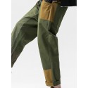 Men's Straight Tactical Cargo Trousers Patchwork Elastic Drawstring Design Patchwork Breathable Soft Pants Casual Daily Cotton Fashion Streetwear Loose Fit ArmyGreen Dark Blue / Elasticity