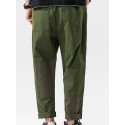 Men's Straight Tactical Cargo Trousers Patchwork Elastic Drawstring Design Patchwork Breathable Soft Pants Casual Daily Cotton Fashion Streetwear Loose Fit ArmyGreen Dark Blue / Elasticity