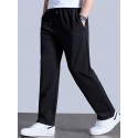 Men's Straight Pants Sweatpants Drawstring Solid Color Plain Outdoor Sports Full Length Pants Daily Leisure Sports Casual / Sporty Athleisure Black Gray Micro-elastic