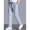 Men's Straight Pants Sweatpants Drawstring Solid Color Plain Outdoor Sports Full Length Pants Daily Leisure Sports Casual / Sporty Athleisure Black Gray Micro-elastic