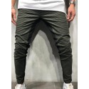 Men's Chinos Trousers Pocket Elastic Drawstring Design Lattice Breathable Soft Pants Casual Daily Fashion Streetwear Green White Micro-elastic