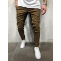 Men's Chinos Trousers Pocket Elastic Drawstring Design Lattice Breathable Soft Pants Casual Daily Fashion Streetwear Green White Micro-elastic