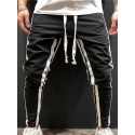 Men's Joggers Sweatpants Trousers Multiple Pockets Elastic Drawstring Design Stripe Breathable Soft Pants Casual Daily Fashion Streetwear Black / Red Black / White Micro-elastic / Elasticity