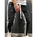 Men's Joggers Sweatpants Trousers Multiple Pockets Elastic Drawstring Design Stripe Breathable Soft Pants Casual Daily Fashion Streetwear Black / Red Black / White Micro-elastic / Elasticity
