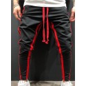 Men's Joggers Sweatpants Trousers Multiple Pockets Elastic Drawstring Design Stripe Breathable Soft Pants Casual Daily Fashion Streetwear Black / Red Black / White Micro-elastic / Elasticity