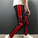 Men's Joggers Sweatpants Trousers Multiple Pockets Elastic Drawstring Design Stripe Breathable Soft Pants Casual Daily Fashion Streetwear Black / Red Black / White Micro-elastic / Elasticity