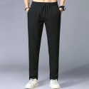 Men's Straight Sweatpants Trousers Drawstring Elastic Waist Solid Color Comfort Breathable Pants Casual Daily Cotton Blend Sports Fashion Black Blue Micro-elastic / Elasticity
