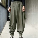 Men's Harem Baggy Baggy Elastic Waist Elastic Drawstring Design Solid Color Breathable Lightweight Full Length Pants Casual Daily Cotton Casual Hip-Hop ArmyGreen Black Micro-elastic / Elasticity