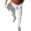 Men's Joggers Trousers Casual Pants Drawstring Elastic Waist Stripe Comfort Breathable Pants Casual Daily Cotton Blend Sports Fashion Black / White Grey Micro-elastic / Elasticity