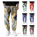 Men's Jogging Pants Pocket Drawstring Elastic Waist Graphic Flower / Floral Comfort Breathable Full Length Pants Sports Outdoor Daily Stylish Casual / Sporty Black / Red Blue Micro-elastic / Summer