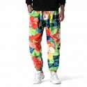 Men's Jogging Pants Pocket Drawstring Elastic Waist Graphic Flower / Floral Comfort Breathable Full Length Pants Sports Outdoor Daily Stylish Casual / Sporty Black / Red Blue Micro-elastic / Summer