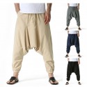 Men's Harem Sweatpants Baggy Drawstring Elastic Waist Solid Color Breathable Lightweight Full Length Pants Casual Daily Cotton Casual Black Khaki Micro-elastic / Elasticity