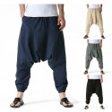 Men's Harem Sweatpants Baggy Drawstring Elastic Waist Solid Color Breathable Lightweight Full Length Pants Casual Daily Cotton Casual Black Khaki Micro-elastic / Elasticity