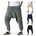 Men's Harem Sweatpants Baggy Drawstring Elastic Waist Solid Color Breathable Lightweight Full Length Pants Casual Daily Cotton Casual Black Khaki Micro-elastic / Elasticity