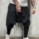 Men's Harem Baggy Solid Color Breathable Lightweight Full Length Pants Casual Daily Cotton Casual Hip-Hop Green White Micro-elastic