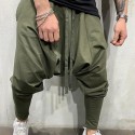 Men's Harem Baggy Solid Color Breathable Lightweight Full Length Pants Casual Daily Cotton Casual Hip-Hop Green White Micro-elastic