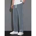 Men's Culottes Wide Leg Elastic Waist Wide Leg Elastic Drawstring Design Plain Solid Colored Quick Dry Lightweight Full Length Pants Home Daily Trousers Hip-Hop Loose Fit White Black Micro-elastic